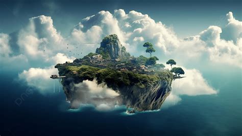 Sky Fantasy Clouds Island Background, Islands, Clouds, Sky Background ...