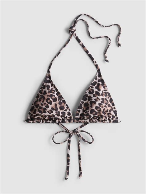 Womens Brown Printed Triangle Bikini Top Primark