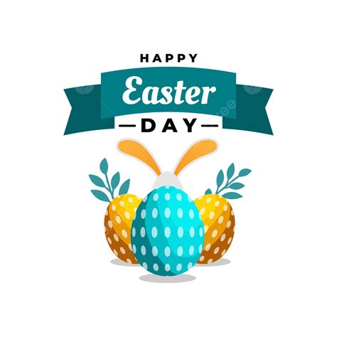 Happy Easter Egg Vector Png Images Happy Easter Day With Three Eggs And Ribbon Happy Easter