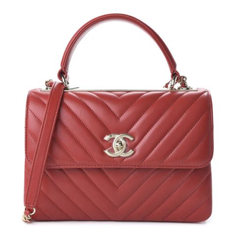 Chanel Lambskin Chevron Quilted Small Trendy Cc Dual Handle Flap Bag