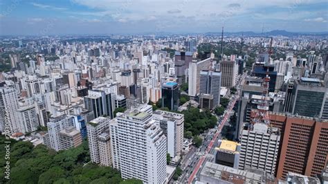 Aerial view of Avenida Paulista in Sao Paulo, Brazil. Very famous ...