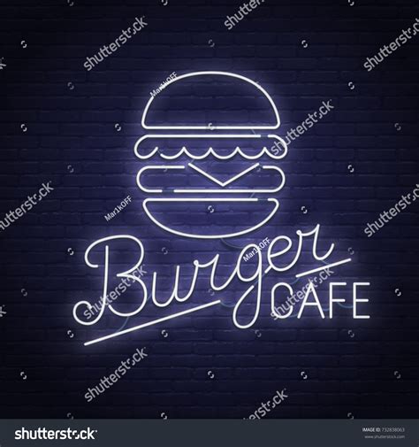 Burger Neon Sign Bright Signboard Light Stock Vector Royalty Free