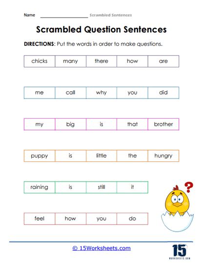 Scrambled Sentences Worksheets Worksheets Worksheets Library