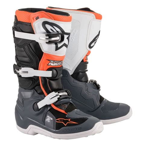 Bottes Cross Alpinestars Tech S Black Gray White Orange Fluo