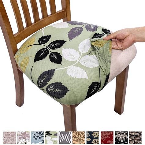 Comqualife Stretch Printed Dining Chair Seat Covers Removable Washable