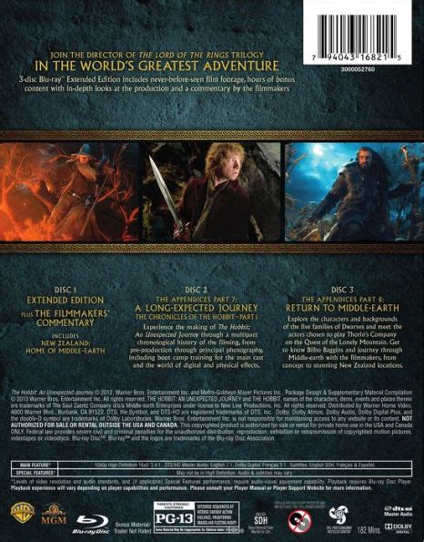 The Hobbit An Unexpected Journey Extended Edition Blu Ray By Peter