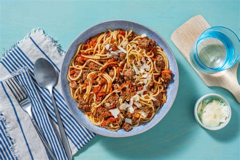 Snabb spaghetti bolognese på nötfärs Recept HelloFresh