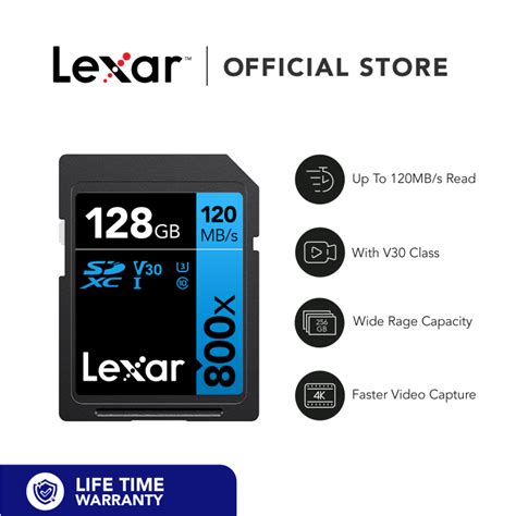 Lexar 128GB High Performance 800x SDHC SDXC UHS I Memory Card BLUE