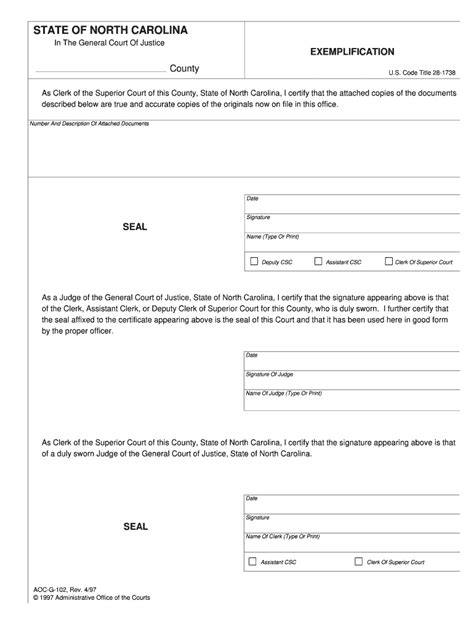 Fillable Online Nccourts Exemplification County Fax Email Print Pdffiller