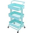 Amazon 3 Tier Metal Mesh Storage Shelf Utility Rolling Cart With