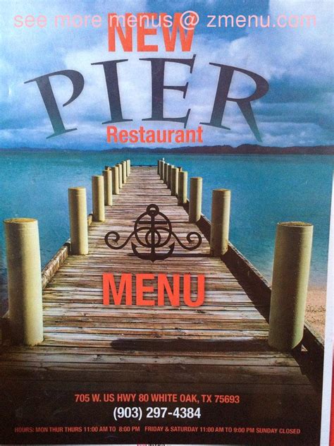 Menu at The New Pier restaurant, White Oak