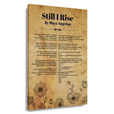 Still I Rise Poem Wall Decor Maya Angelou Quotes Wall Art Poetry Posters For Home Artwork For