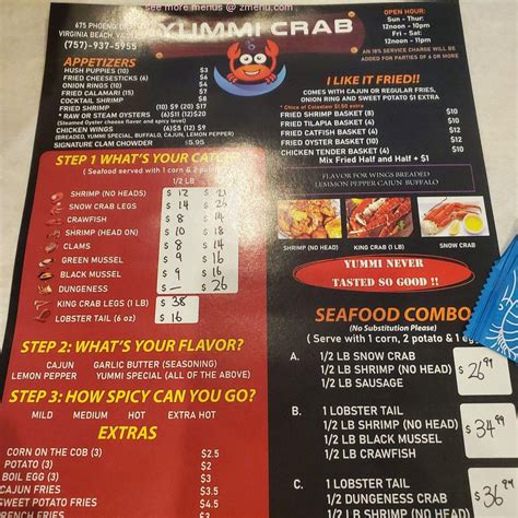 Online Menu of Yummi Crab Restaurant, Virginia Beach, Virginia, 23452 - Zmenu