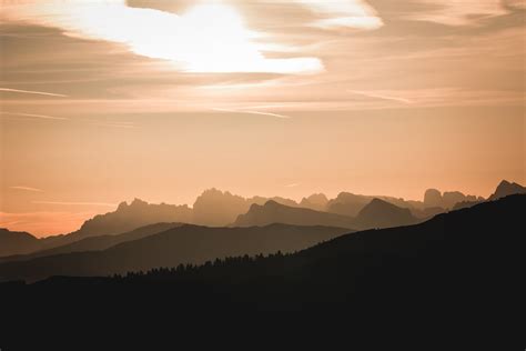 Silhouette of Mountains during Sunset · Free Stock Photo