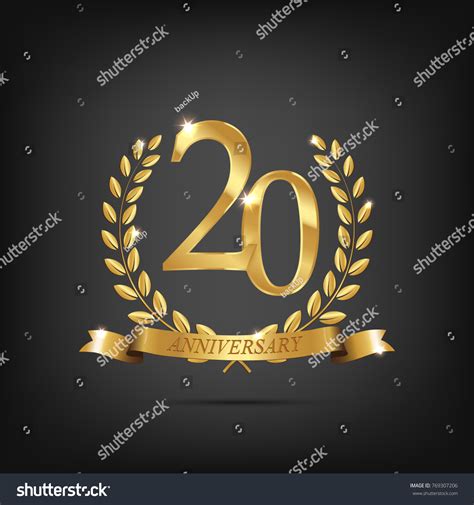 20 Anniversary Golden Symbol Golden Laurel Stock Vector (Royalty Free ...