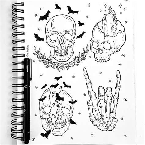 skulls tattoo design flash sheet | @artbylitzy | Skull tattoo design, Tattoo flash art, Skull ...