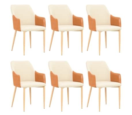 vidaXL Chaises de salle à manger 6 pcs Tissu marron et crème vidaXL fr