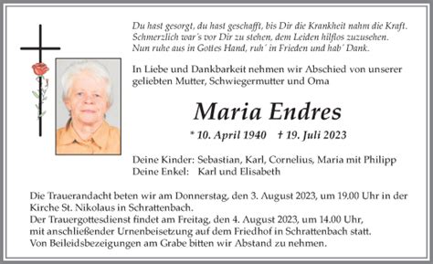 Traueranzeigen von Maria Endres Allgäuer Zeitung