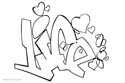 Graffiti Coloring Pages Letters Love Drawing - Free Printable Coloring ...