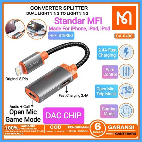 Jual Mcdodo Adapter Converter Splitter IPhone Lighting To 2 Lighting