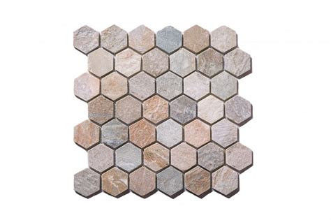 Silver Sands Tumbled Hexagon Mosaic In Denver Petraslate Tile And Stone