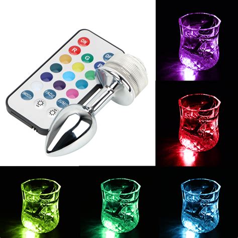 Ikoky Anal Plug With Led Light Remote Control No Vibrator Stainless Steel Butt Plug Prostate