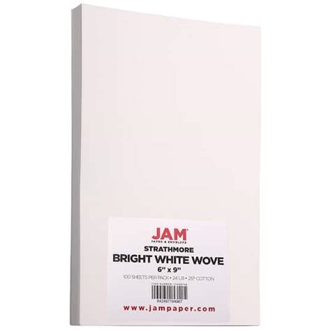 Jam Paper Bright White Wove 6 X 9 24lb Strathmore Paper 100 Sheets