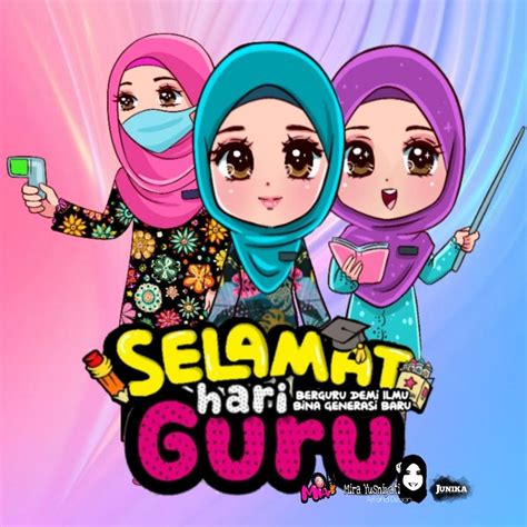 Selamat Hari Guru Kartun Muslimah Himpunan Terbesar Poster Mewarna