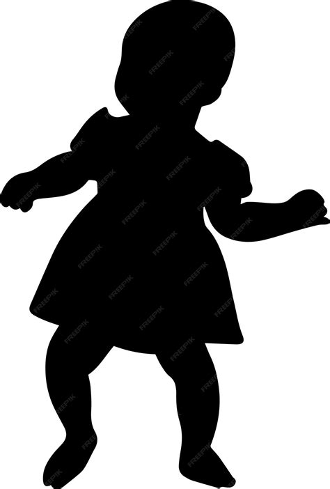 Premium Vector A Girl Baby Walking Vector Silhouette