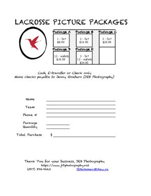 Fillable Online Lacrosse Picture Package Order Form Fax Email Print