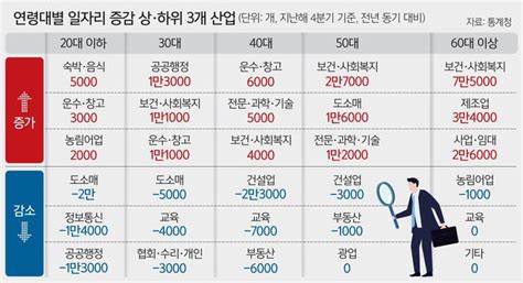 20·40대 일자리 12만개 줄고 60대 이상 25만개 늘어 양극화