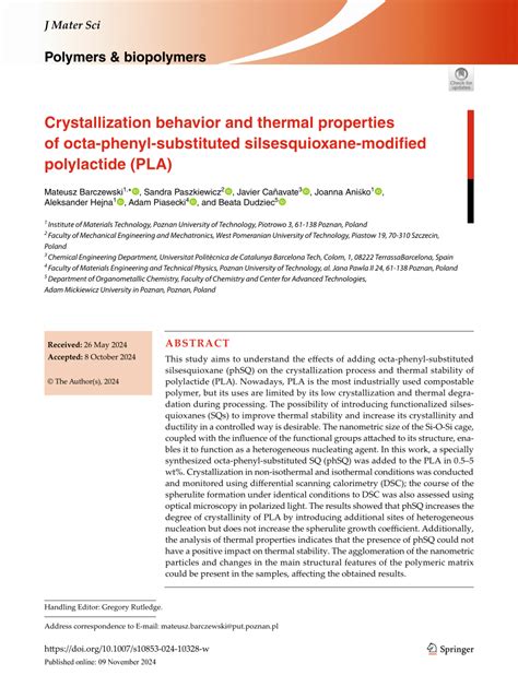 PDF Crystallization Behavior And Thermal Properties Of Octa Phenyl