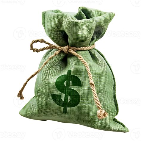 Green money bag on isolated transparent background 43594494 PNG