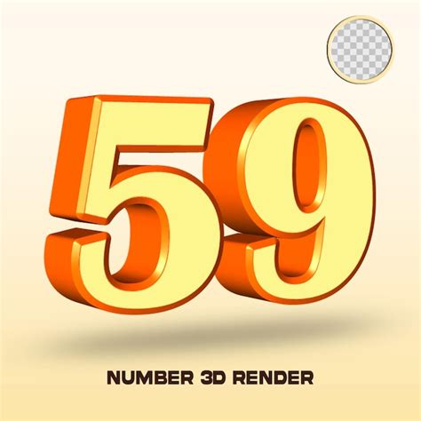 3d Render Número 59 Color Amarillo Naranja Claro Archivo Psd Premium