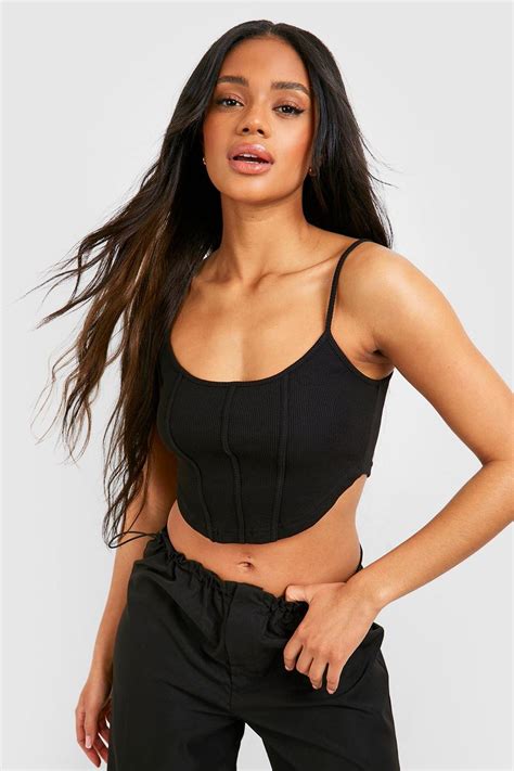 Seam Corset Detail Strappy Crop Top Boohoo