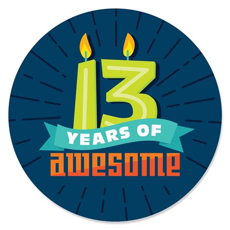 Boy 13th Birthday Official Teenager Birthday Party Circle Sticker