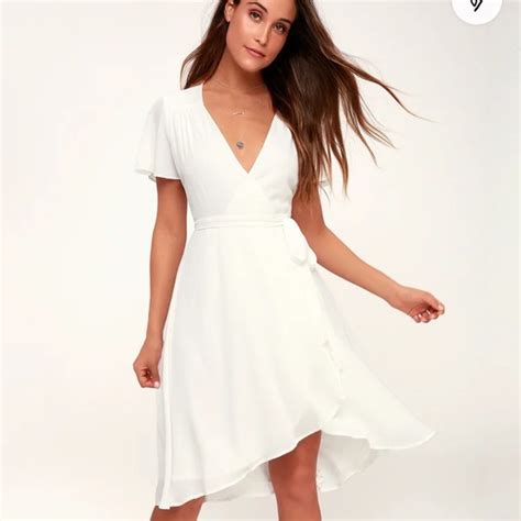 Lulus Dresses Lulus Rise To The Occasion White Midi Wrap Dress