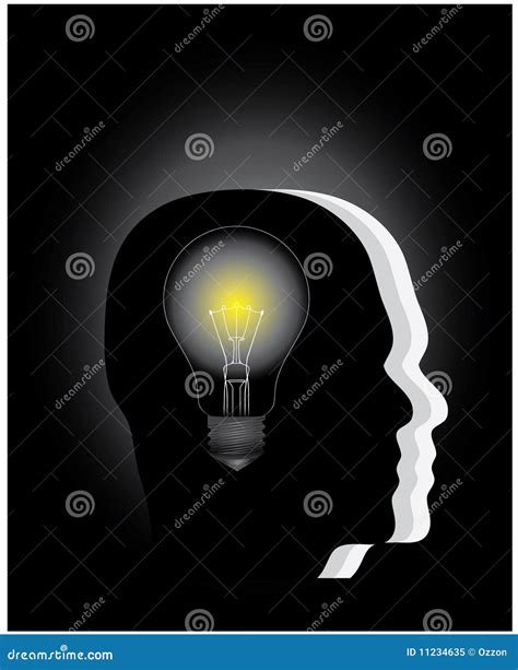 A Light Bulb In The Head Stock Vector Illustration Of Mind 11234635