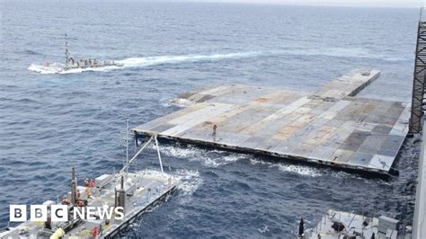 Images Show US Military Building Floating Pier For Gaza Aid