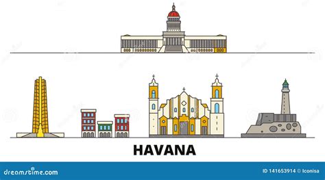 Cuba Landmarks And Cultural Symbols Cartoon Vector | CartoonDealer.com #117167709