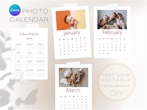 2023 Editable Photo Calendar, 2023 Printable Calendar Digital, DIY ...