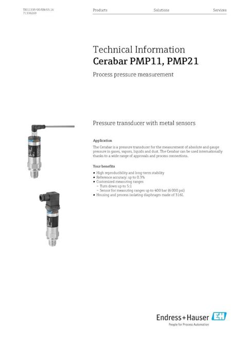 Pdf Cerabar Pmp Pmp Cerabar Pmp Pmp Endress Hauser