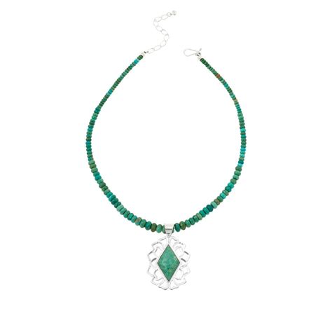 Jay King Sterling Silver Alicia Turquoise Pendant With Bead Necklace