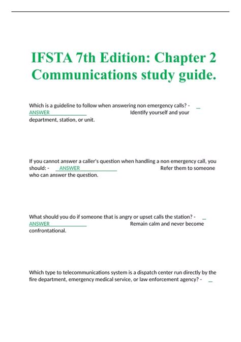 IFSTA 7th Edition Chapter 2 Communications Study Guide IFSTA