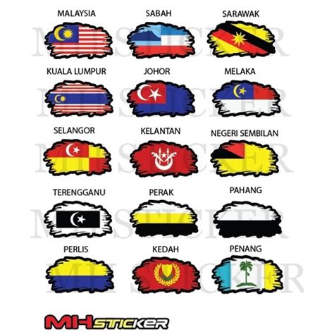 Malaysia State Flags Negeri Bendera Vinyl Cutting Potong Stickers