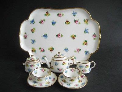 Antique Minton Miniature Tea Set Floral Sprays On Tray Teapot