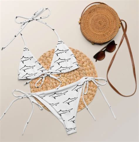 Shark Print Recycled String Bikini Shark Bikini Beach Etsy