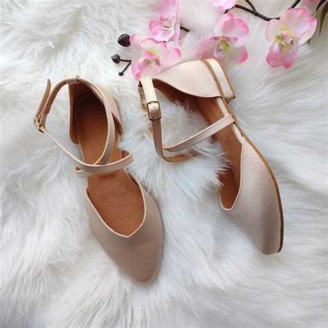 Ivory Satin Wedding Ballet Pumps, Cross-front Straps With Ankle Closure