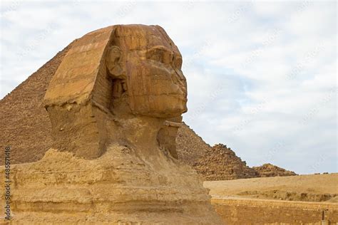 Closeup Photo Of Sphinx Ancient Egyptian Limestone Statue Of A