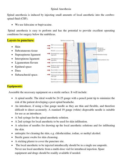 Spinal Anesthesia | PDF | Anesthesia | Symptoms And Signs